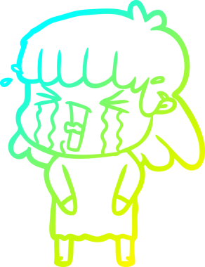 Bir çizgi film kadınının orjinal soğuk gradyan çizimi