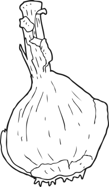 Orijinal siyah beyaz karikatür sarımsak.