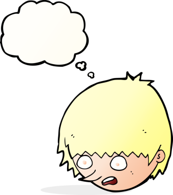 Orijinal çizgi film düşünce baloncuklu stresli yüz