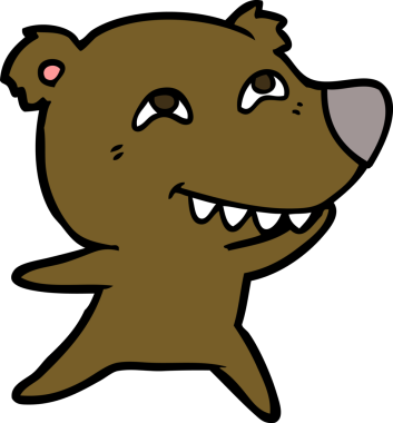 orijinal çizgi film ayısı dişlerini gösteriyor.