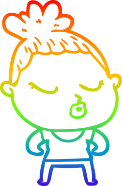 Orijinal gökkuşağı gradyan çizgi çizimi sakin bir kadının