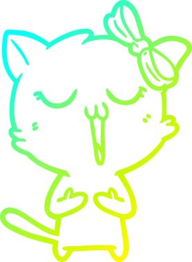 Bir çizgi film kedisinin orijinal soğuk eğimli çizimi