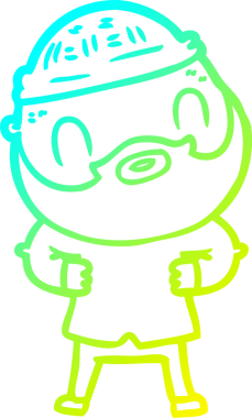 Çizgi film karakteri sakallı bir adamın orijinal soğuk gradyan çizimi.