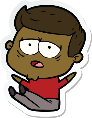 Çizgi filmin orijinal çıkartması. Yorgun adam.