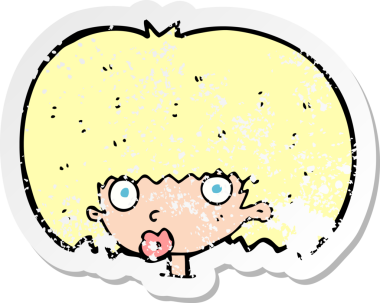 Orijinal gerilim dolu bir çizgi film çıkartması. Şaşırmış bir kadın.