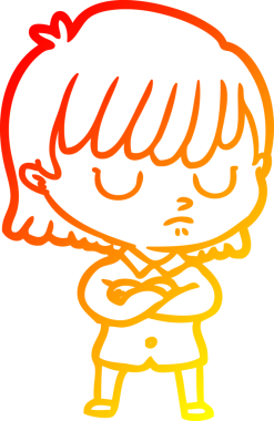 Bir çizgi film kadınının orjinal sıcak çizgi çizimi