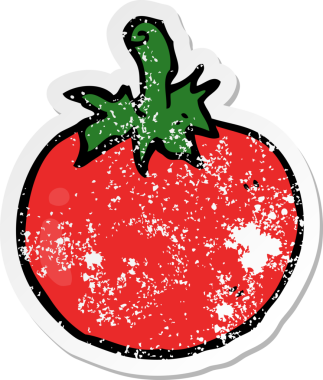 Çizgi film domatesi etiketinin orijinal hali.