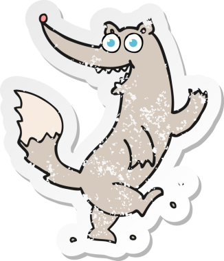 Orijinal gerilim dolu çizgi film etiketi Mutlu Kurt Dansı