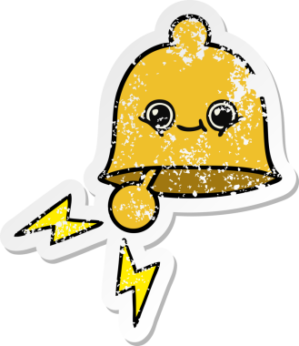 Sevimli bir çizgi film zilinin orijinal sıkıntılı çıkartması.