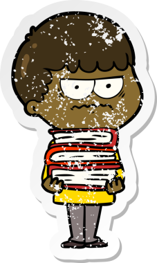 Canı sıkkın bir çizgi filmin orijinal çıkartması.