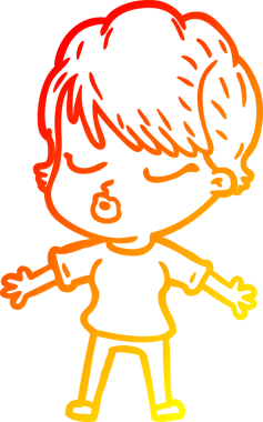 Orjinal sıcak çizgi çizgi film karakteri gözleri kapalı bir kadın çizimi