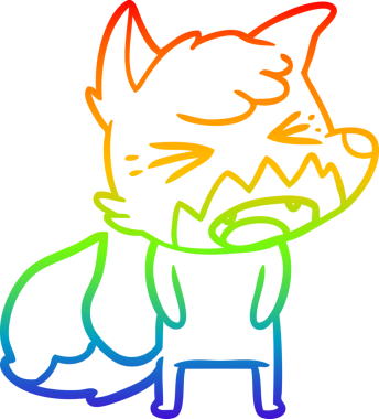 Orijinal gökkuşağı gradyan çizgi çizimi kızgın bir tilki çizgi filmi