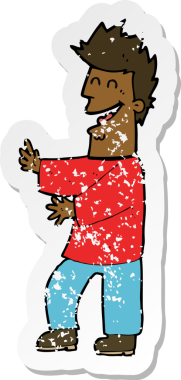 Orijinal gerilim dolu karikatür yapıştırması gülen adamın