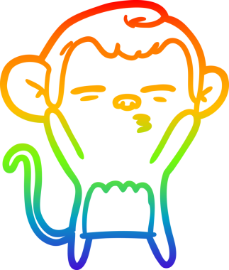 Orijinal gökkuşağı gradyanı şüpheli bir maymunun çizimi