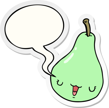 Konuşma kabarcığı yapıştırmalı orijinal çizgi film armudu