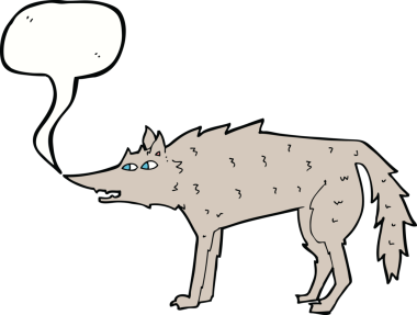 Konuşma balonu olan orijinal çizgi film kurdu.