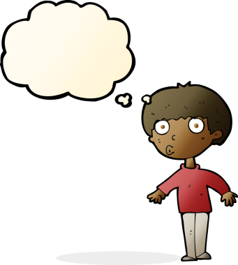 Orijinal çizgi film, düşünce balonlu çocuğu şaşırttı.