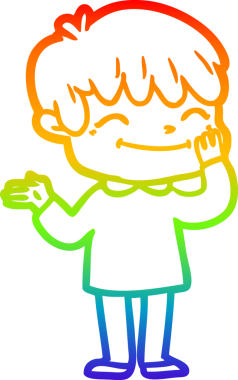 Orijinal gökkuşağı gradyan çizgi çizimi mutlu bir çocuğun