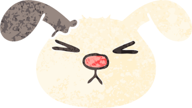 Orijinal retro illüstrasyon tarzı tuhaf çizgi film köpek suratı