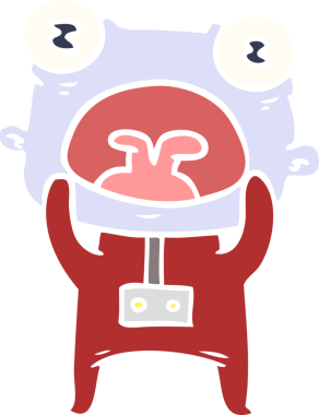 Orijinal düz renkli çizgi film. Garip uzaylı iletişimi.