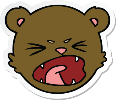 Oyuncak ayı suratlı şirin bir karikatür çıkartması.