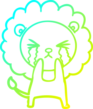 Orijinal soğuk eğim çizgisi ağlayan bir aslanın çizimi