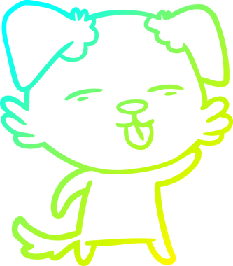 Dilini dışarı çıkaran çizgi film köpeğinin orjinal soğuk eğim çizgisi.