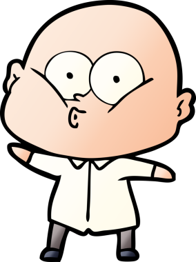 orijinal çizgi film kel adam dik dik bakıyor.