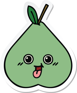 Şirin bir armutun orijinal çıkartması.