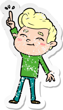 Mutlu bir karikatürcünün orijinal üzgün çıkartması.