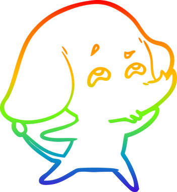 Orijinal gökkuşağı gradyan çizgi çizimi bir filin hatırlaması