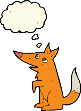 Düşünce baloncuklu orijinal tilki yavrusu