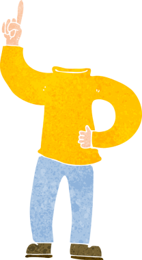 Elleri havada, orijinal başsız vücut.