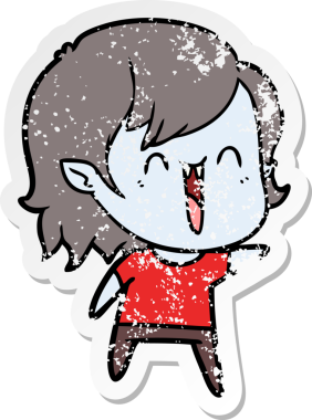 Mutlu vampir kız çizgi filminin orijinal üzgün çıkartması.