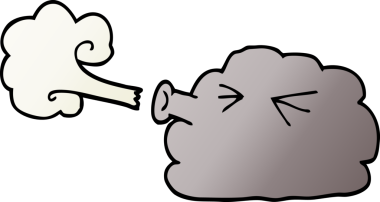 Orijinal karikatür karalama bulutu bir fırtına üflüyor