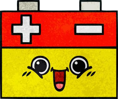 Orijinal grunge deseni araba aküsünün karikatürü