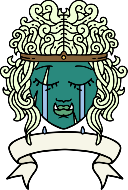 Orijinal Retro Dövme Tarzı Ağlayan Ork barbar karakter yüzü