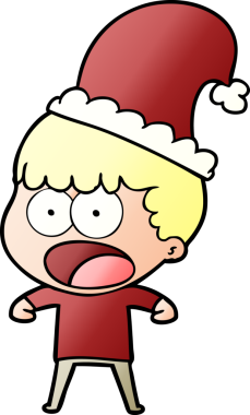 Orijinal karikatür şok adam xmas şapka içinde