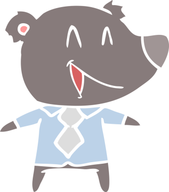 Gömlekli ve kravatlı orijinal düz renkli çizgi film ayısı