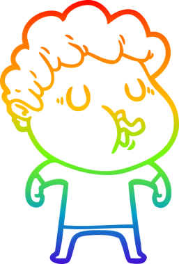 Orijinal gökkuşağı gradyan çizgi çizimi Bir çizgi film adamı şarkı söylüyor