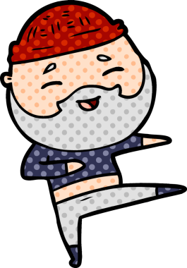 Orijinal çizgi film mutlu sakallı adam