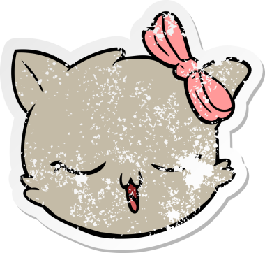 Çizgi film kedisi suratının orijinal kederli çıkartması.