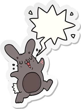 Konuşma balonu çıkartmalı orijinal çizgi film tavşanı