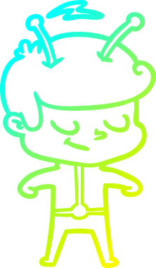 Dost canlısı bir uzay adamının orijinal soğuk çizgi çizimi