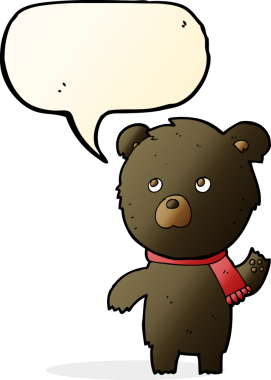 orijinal çizgi film tatlı siyah ayı konuşma balonu ile