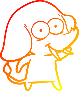 Mutlu bir karikatür filinin orjinal sıcak çizgi çizimi