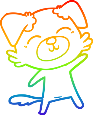 Orijinal gökkuşağı gradyan çizgi çizimi bir çizgi köpek