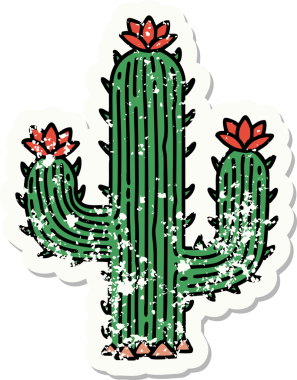 Geleneksel kaktüs stili bir dövme.