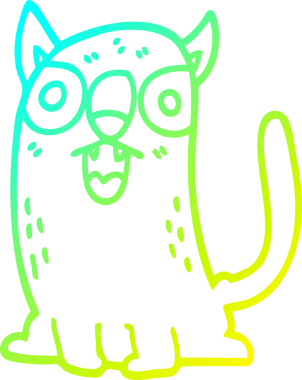 Orijinal soğuk eğimli çizgi film çizimi. Komik bir kedi.