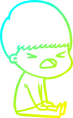 Bir çizgi filmin orjinal soğuk gradyan çizimi stresli bir adam.